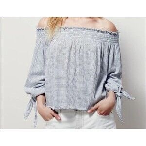 Free People We the Free Striped Off Shoulder Top Medium